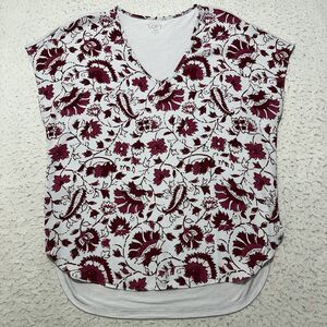 Ann Taylor LOFT Outlet Women's Petite Small V-Neck Lightweight Top Knit + Woven